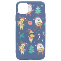 Чехол для iPhone 11 Pro WAVE Winter Case Santa Claus with Deer and tree Dark Blue