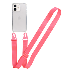 Прозрачный чехол для iPhone 11 c ремешком Crossbody Hot Pink