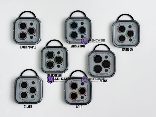 Защитные линзы для камеры iPhone 12 Pro Max Metal Diamonds Lens блестящие Light Purple