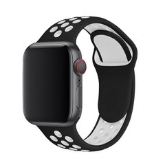 Ремешок силиконовый Nike Sport Band для Apple Watch 42|44|45|49mm Black-White
