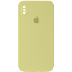 Чехол Silicone Case FULL CAMERA (square side) (для iPhone X/Xs) (Mellow Yellow)
