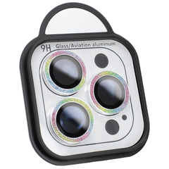 Защитные линзы для камеры iPhone 15 Pro Max Metal Diamonds Lens блестящие Rainbow