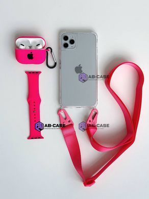 Прозорий чохол для iPhone 14 Pro Max з ремінцем Crossbody Hot Pink