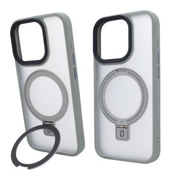 Чехол для Phone 16 Pro Max: Nofelet MATT Ring Case (MagSafe) с подставкой &mdash; Gray