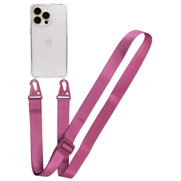 Прозорий чохол для iPhone 12|12 Pro з ремінцем Crossbody Rose Red