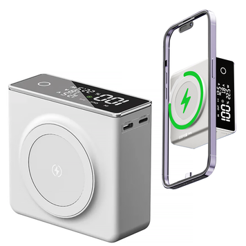 Безпровідний магнітний павербанк 20000 mAh 22.5w Magnetic Q7 Display MagSafe для iPhone White