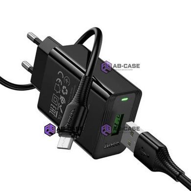 Зарядное устройство 18W (1 USB) Hoco CS92A Leader QC3.0 с кабелем USB - Micro USB (Black)