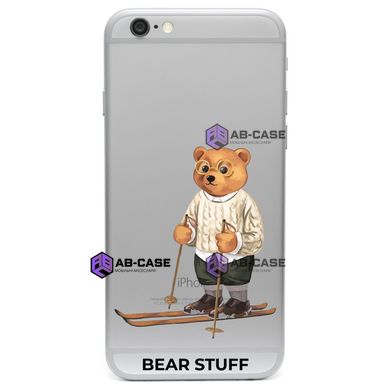 Чехол прозрачный Print Bear Stuff для iPhone 6/6s Мишка на лыжах
