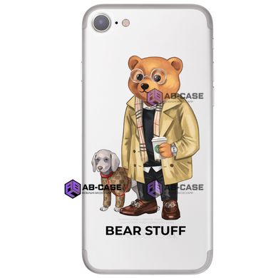 Чехол прозрачный Print Bear Stuff для iPhone SE2 Мишка с собакой