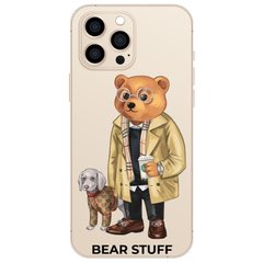 Чехол прозрачный Print Bear Stuff для iPhone 15 Pro Max Мишка с собакой