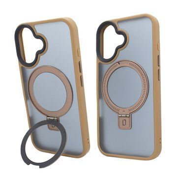 Чехол для iPhone 16: Nofelet MATT Ring Case (MagSafe) с подставкой &mdash; Gold
