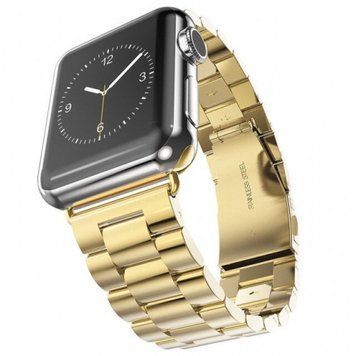 Стальний ремінець Stainless Steel Braslet 3 Beads на Apple Watch (38mm, 40mm, 41mm, [42mm Series 10/11] - Gold)