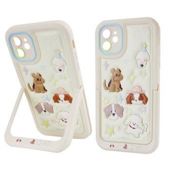 Чехол для iPhone 11 : Paws Case + Stand (Fluffy Dogs - Cream)