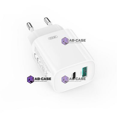 Комплект быстрой зарядки 20W (1 USB + 1 Type-C) XO CE29 PD+QC3.0 с кабелем Type-C - Lightning (White)