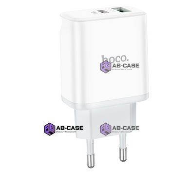 Зарядное устройство 20W (1 USB + 1 Type-C) Hoco C105A Stage PD+QC3.0 (White)