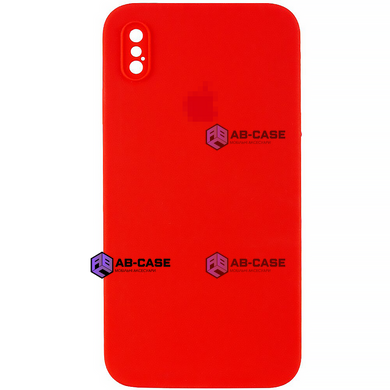 Чехол Silicone Case FULL CAMERA (square side) (для iPhone Xs Max) (Red)