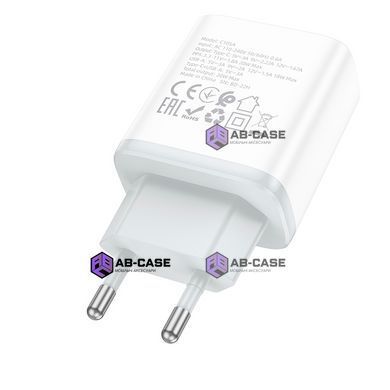 Зарядное устройство 20W (1 USB + 1 Type-C) Hoco C105A Stage PD+QC3.0 (White)