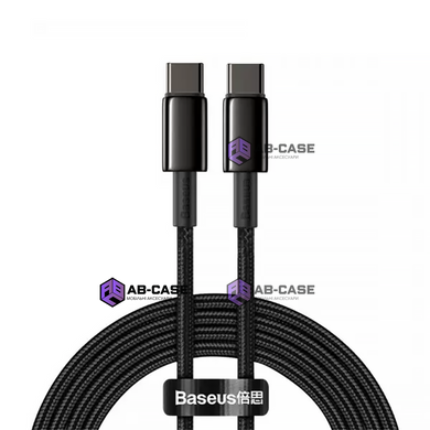 Кабель плетений Baseus Type-C to Type-C 100W 2m Tungsten Gold Fast Charging Data Cable Black