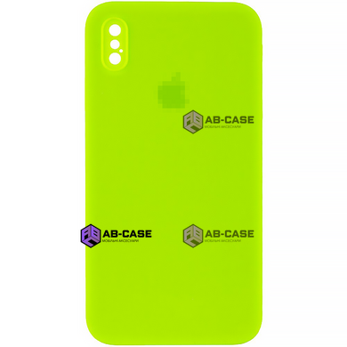 Чехол Silicone Case FULL CAMERA (square side) (для iPhone X/Xs) (Party Green)
