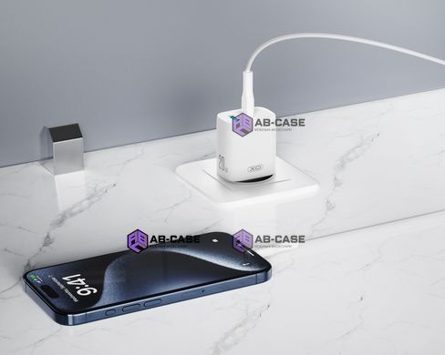 Комплект быстрой зарядки 20W (1 USB + 1 Type-C) XO CE29 PD+QC3.0 с кабелем Type-C - Lightning (White)