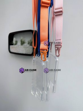 Прозрачный чехол для iPhone 15 Pro c ремешком Clear Crossbody Orange