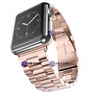 Стальний ремінець Stainless Steel Braslet 3 Beads на Apple Watch (38mm, 40mm, 41mm, 42mm Series 10 - Rose Gold)