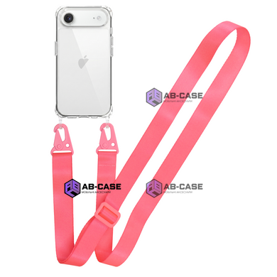 Прозрачный чехол для iPhone 17 Air c ремешком Clear Crossbody Hot Pink