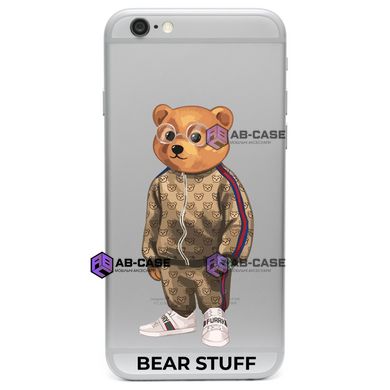Чехол прозрачный Print Bear Stuff для iPhone 6/6s Мишка в спортивном костюме (brown)