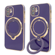 Чехол для iPhone 11 Holder Glitter Shining Сase with MagSafe с подставкой и защитными линзами на камеру Deep Purple 1