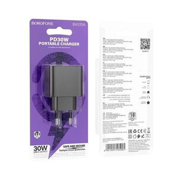 Зарядний пристрій 30W (1 Type-C) BOROFONE BAS15A Erudite PD (Black)