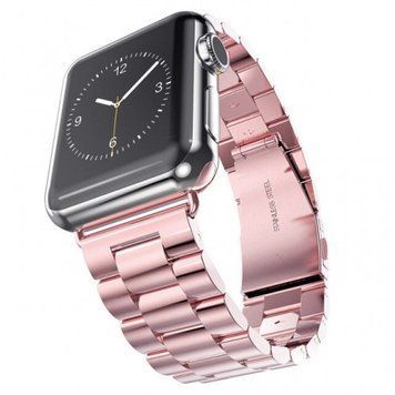Стальний ремінець Stainless Steel Braslet 3 Beads на Apple Watch (38mm, 40mm, 41mm, [42mm Series 10/11] - Rose Pink)