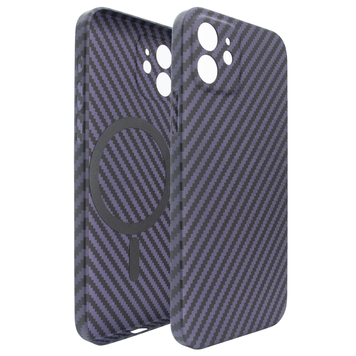 Чехол для iPhone 12 PC Carbon with MagSafe Deep Purple