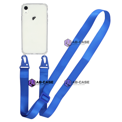 Прозрачный чехол для iPhone Xr c ремешком Crossbody Blue