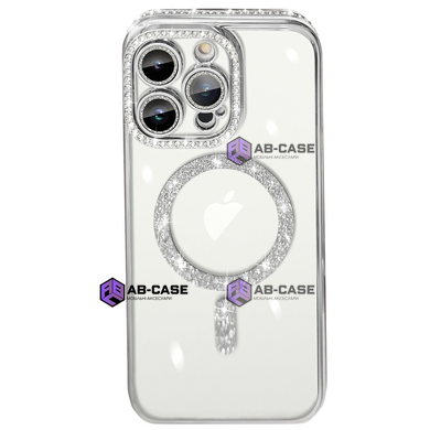 Чехол для iPhone 14 Pro Max Diamond Shining Case with MagSafe с защитными линзамы на камеру, Silver