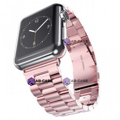 Стальний ремінець Stainless Steel Braslet 3 Beads на Apple Watch (38mm, 40mm, 41mm, Rose Pink)