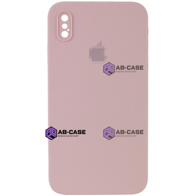 Чехол Silicone Case FULL CAMERA (square side) (для iPhone X/Xs) (Pink Sand)
