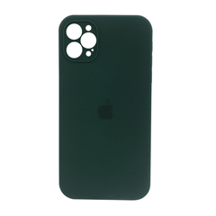 Чехол Silicone Case FULL CAMERA (square side) (для iPhone 12 pro) (Forest Green)