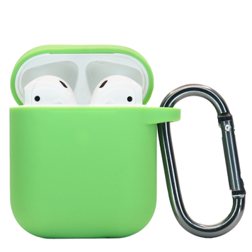 Чехол силиконовый для Airpods 1|2 c карабином Lime Green