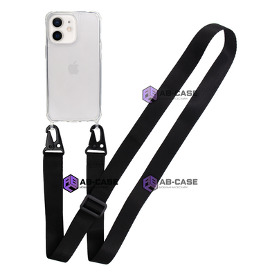 Чехол для iPhone 13 mini : с ремешком прозрачный Crossbody &ndash; Black
