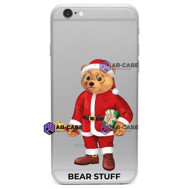 Чохол прозорий Print Bear Stuff на iPhone 6/6s Мишка Санта Клаус
