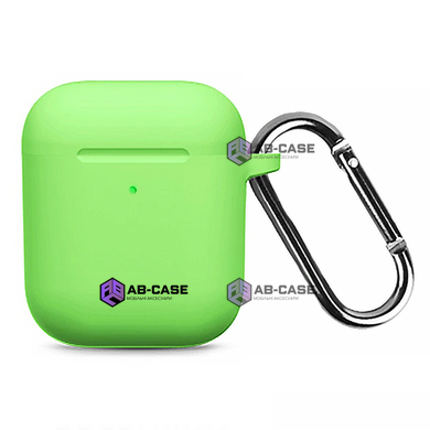 Чехол силиконовый для Airpods 1|2 c карабином Lime Green