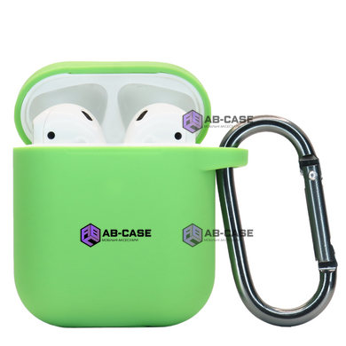 Чехол силиконовый для Airpods 1|2 c карабином Lime Green