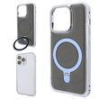 Чехол для iPhone 14 Pro Metal Bumpers Suede Case with MagSafe Stand - Gray