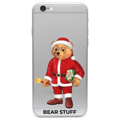Чохол прозорий Print Bear Stuff на iPhone 6 Plus/6s Plus Мишка Санта Клаус