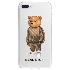 Чехол прозрачный Print Bear Stuff для iPhone 7 Plus/8 Plus Мишка в спортивном костюме (brown)