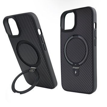Чехол для iPhone 12 / 12 Pro : Nofelet Carbon MagSafe с подставкой &ndash; Black