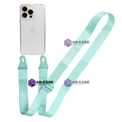 Прозрачный чехол для iPhone 15 Pro c ремешком Clear Crossbody Spearmint