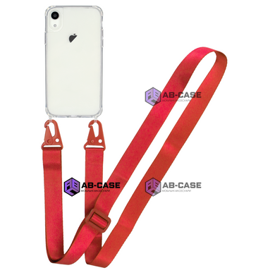 Прозрачный чехол для iPhone Xr c ремешком Crossbody Red
