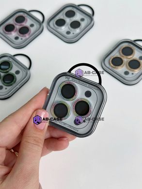 Захисні лінзи на камеру iPhone 14 Pro Max Metal Diamonds Lens блискучі Rainbow