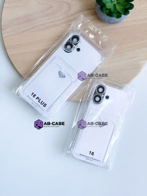 Чехол для iPhone 16 Card Holder Armored Case с карманом для карты прозрачный